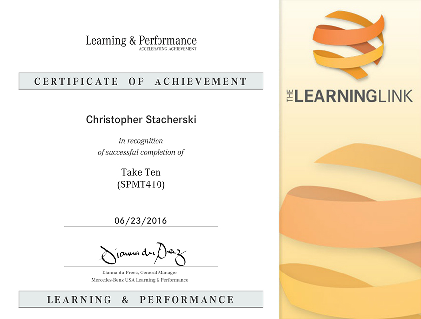 Mercedes-Benz Take Ten Certification
